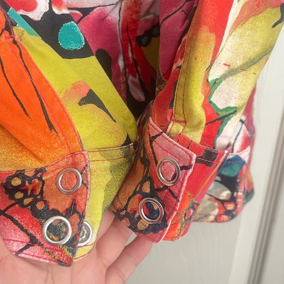 Vintage Chico's  women's butterfly Jacket blazer Size 2 multicolor.  #203 - Picture 9 of 14